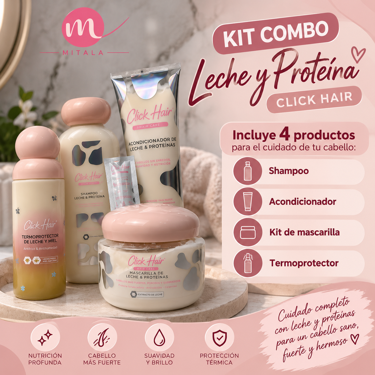 KIT COMBO LECHE Y PROTEINA CLICK HAIR