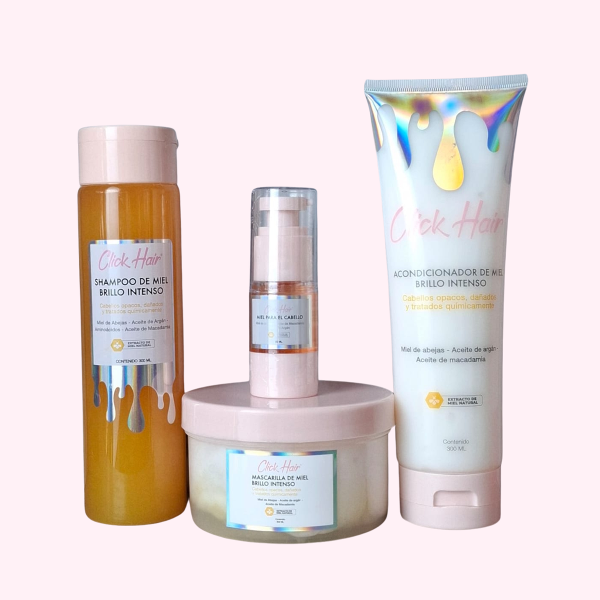 KIT CAPILAR DE MIEL X 4 PRODUCTOS CLICK HAIR